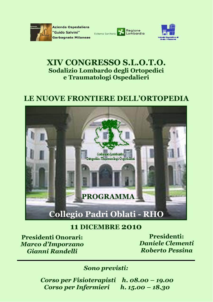 XIV Congresso S.L.O.T.O. — Le nuove frontiere dell'ortopedia